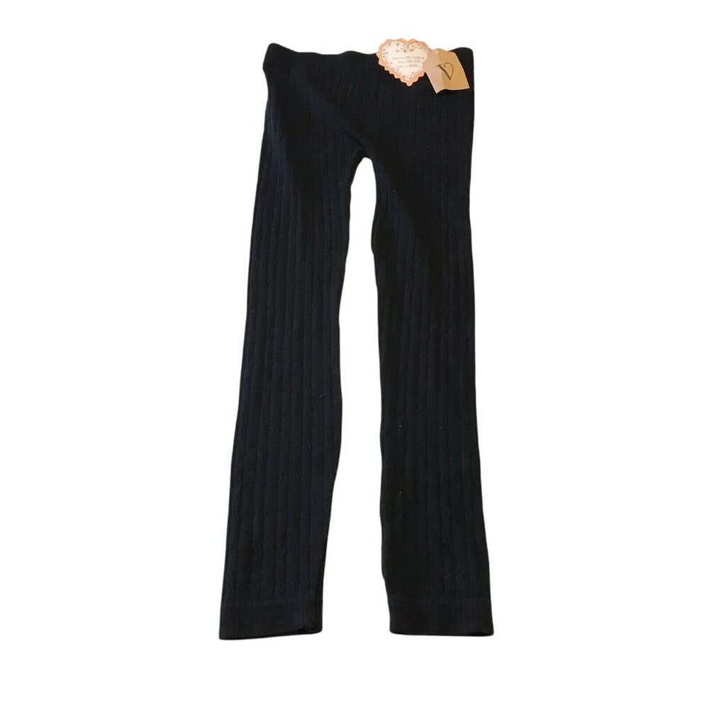 Fabric And Fabric Girl's One Size Leggings Cable Knit Black New With Tags